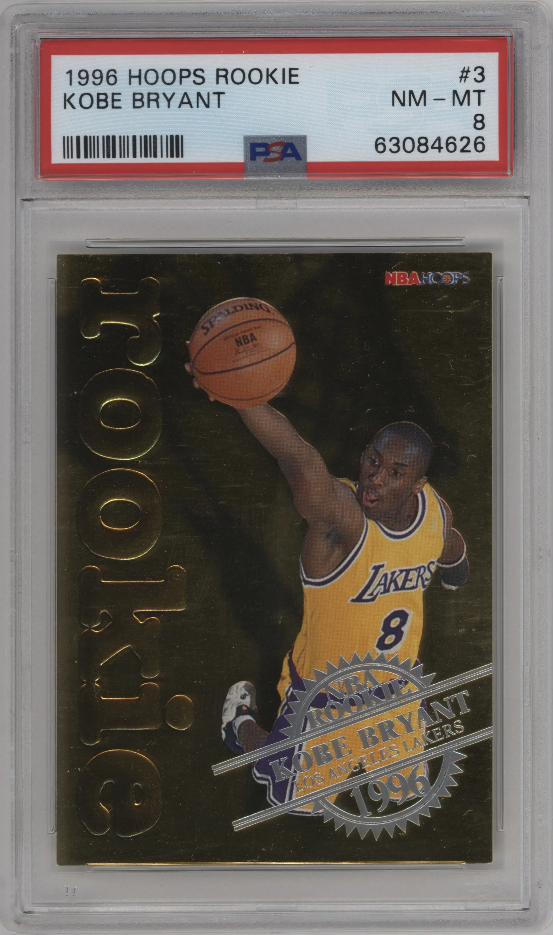 1996 NBA Hoops Rookie Kobe Bryant #3 PSA 8