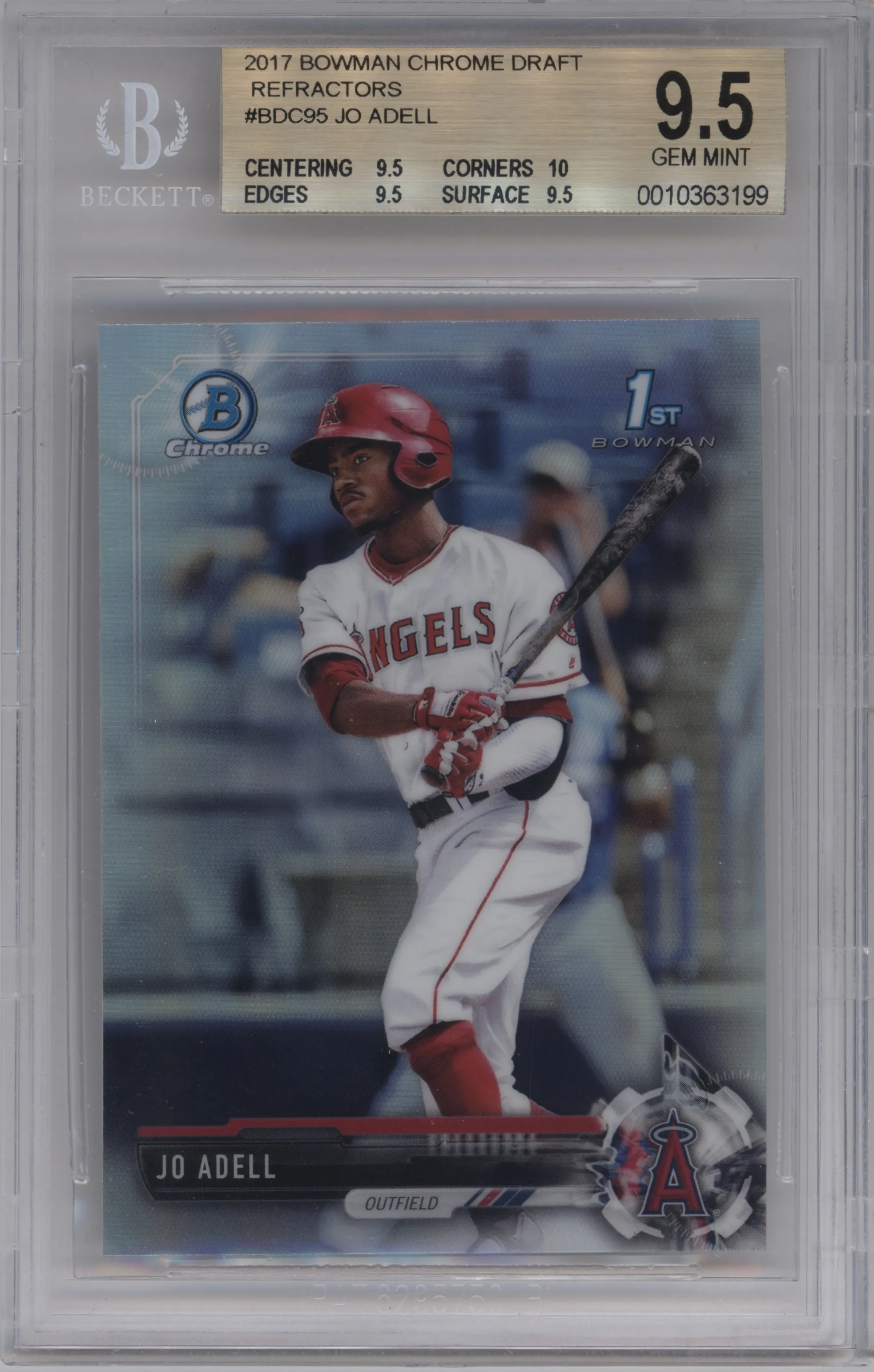 2017 Bowman Draft Chrome Jo Adell Refractor #BDC-95 BGS 9.5