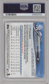 Aaron Judge from the 2018 Topps Chrome set graded by PSA and given an overall grade of 10.