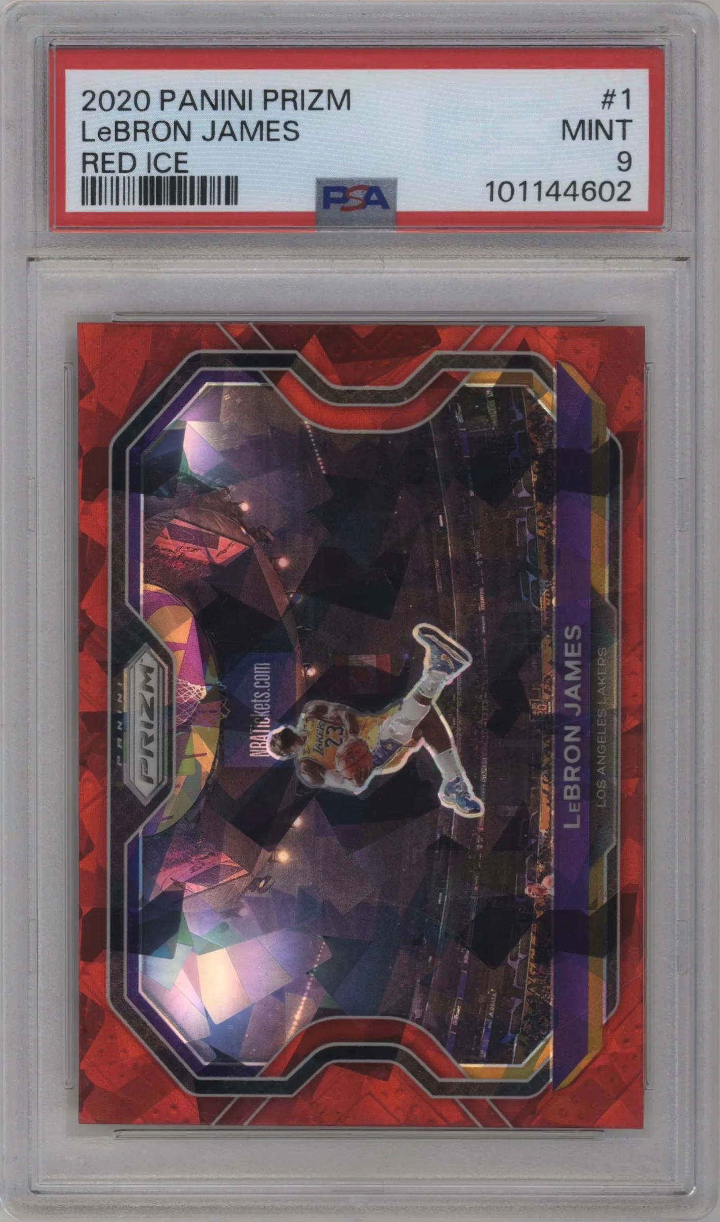 2020 Panini Prizm LeBron James Red Ice #1 PSA 9