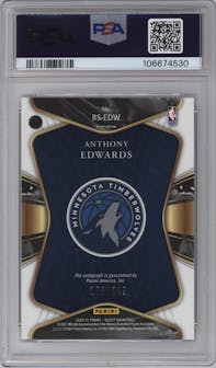 Anthony Edwards from the 2020-21 Panini Select  set graded by PSA and given an overall grade of 10.