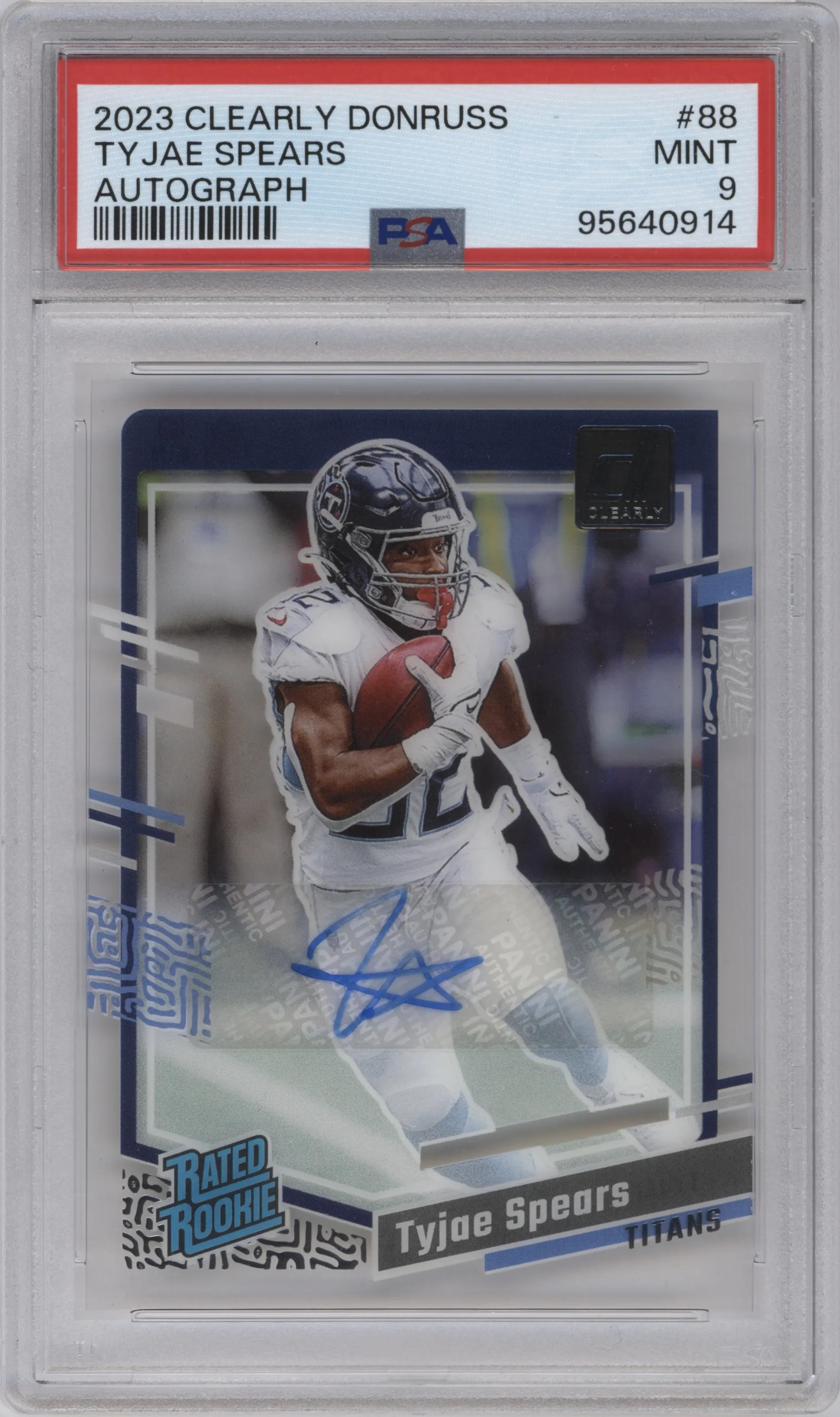 2023 Clearly Donruss Rtd.Rke.Auto Tyjae Spears #88 PSA 9