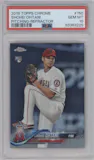 Shohei Ohtani from the 2018 Topps Chrome set featuring a Refractor   parallel graded by PSA and given an overall grade of 10.