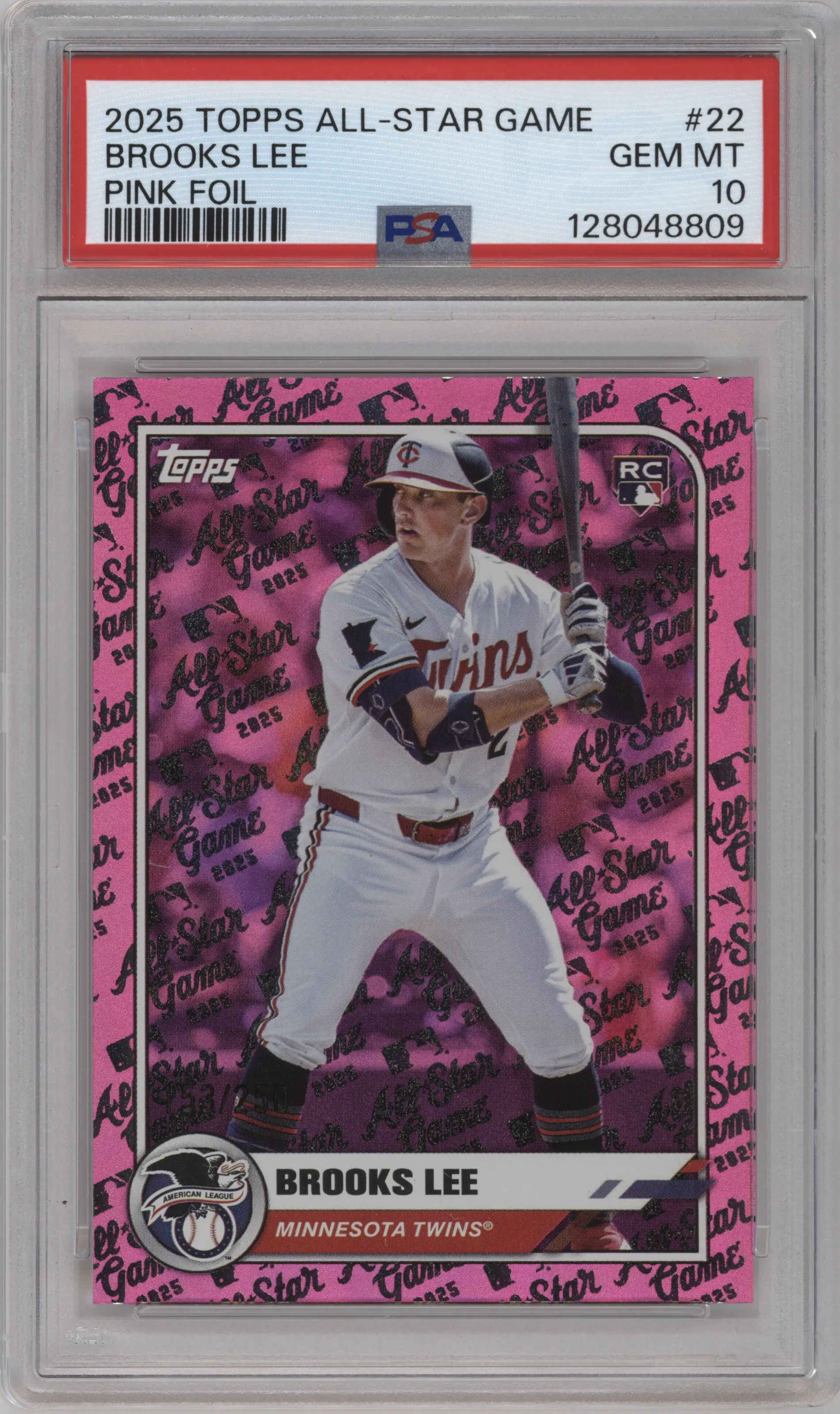 2025 Topps All Star Game Brooks Lee Pink Foil PSA 10