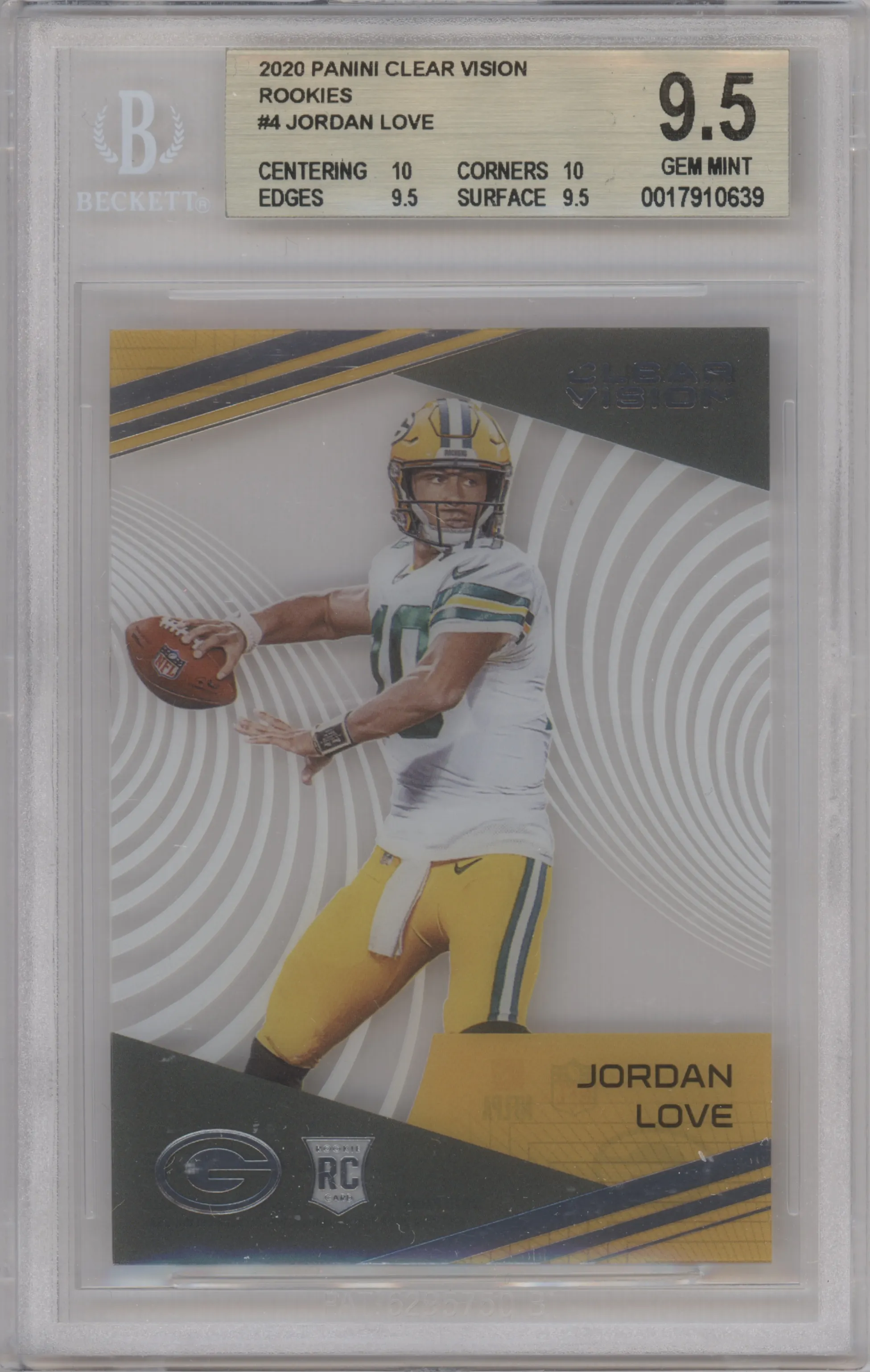 2020 Panini Chronicles Clear Vision Jordan Love #CV-4 BGS 9.5
