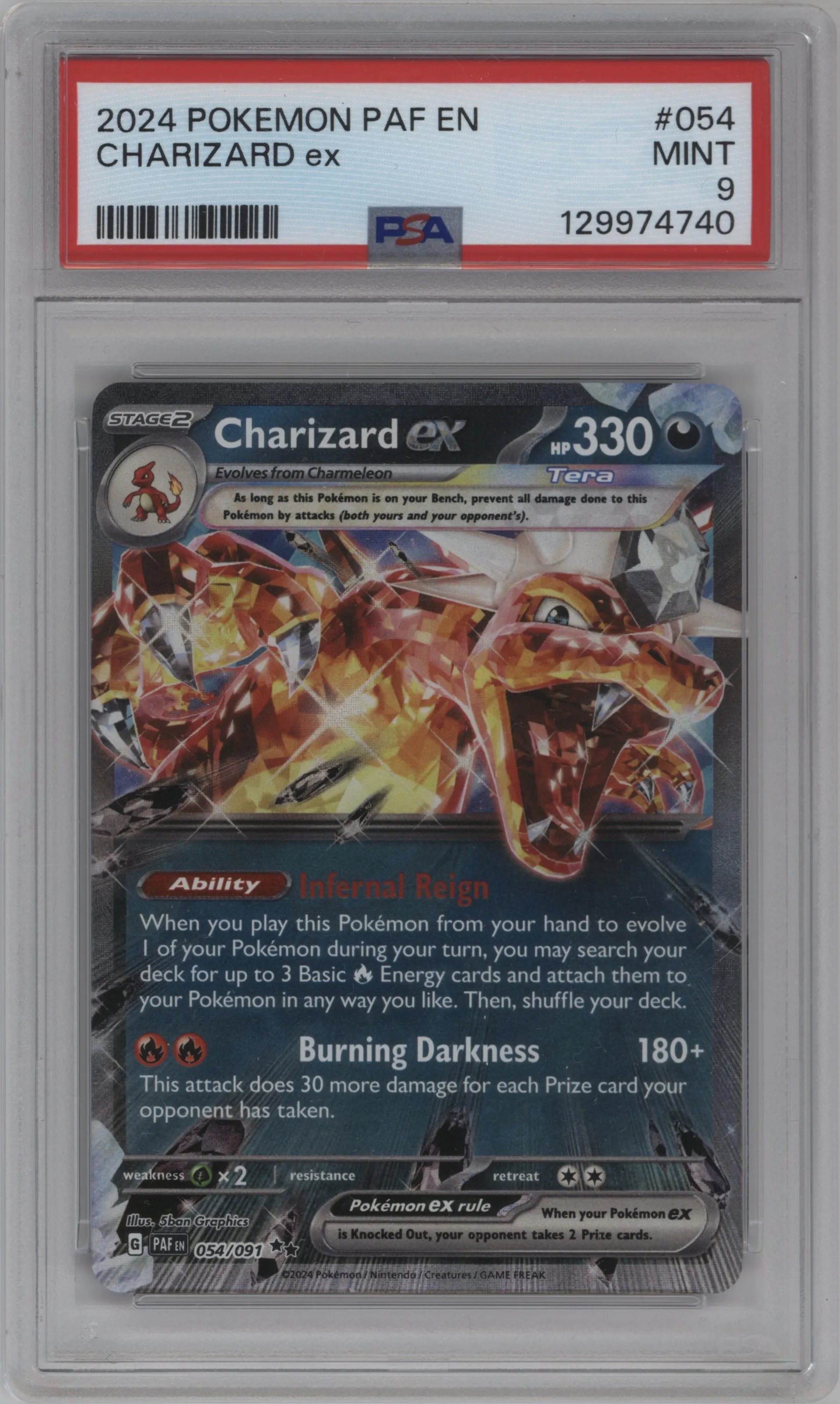 2024 Pokemon SV Paldean Fates Charizard ex #054 PSA 9