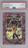 George Pickens from the 2022 Panini Prizm set featuring a Purple Ice parallel graded by PSA and given an overall grade of 10.