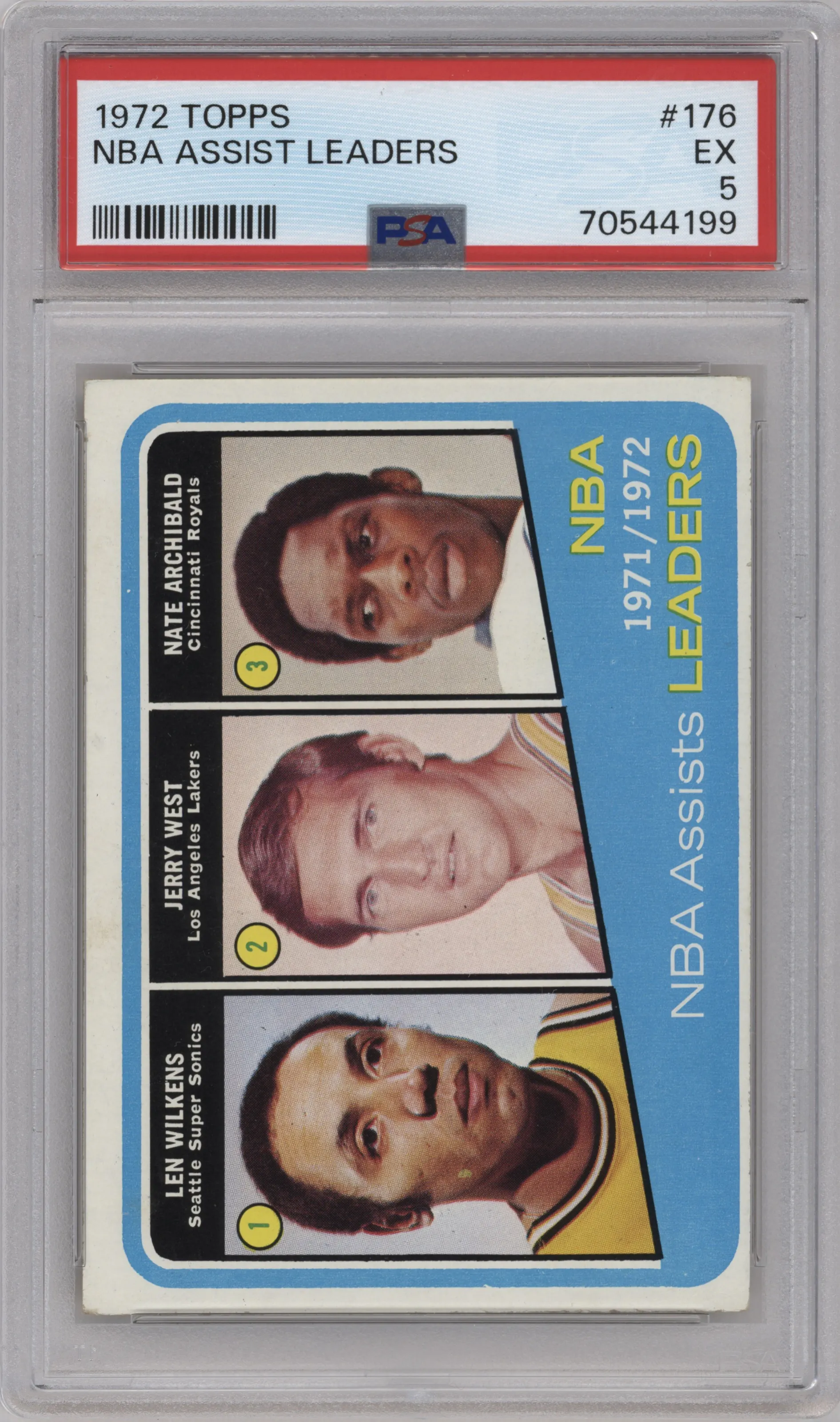 1972 Topps Basketball Len Wilkens/Jerry West/Nate Archibald PSA 5