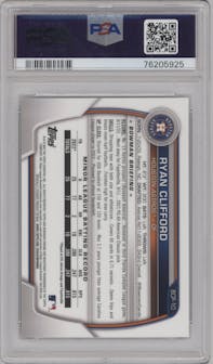 Ryan Clifford from the 2023 Bowman  set featuring a Lava Refractor parallel graded by PSA and given an overall grade of 10.