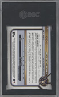 Jackson Chourio from the 2022 Bowman set graded by SGC and given an overall grade of 10.