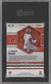 Ja'Marr Chase from the 2021 Panini Mosaic set featuring a Pink Camo parallel graded by SGC and given an overall grade of 9.5.