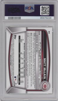 Matt McLain from the 2023 Bowman Chrome Sapphire Edition set featuring a Yellow parallel graded by PSA and given an overall grade of 10.