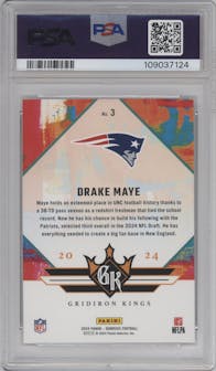 Drake Maye  from the 2024 Donruss set graded by PSA and given an overall grade of 10.