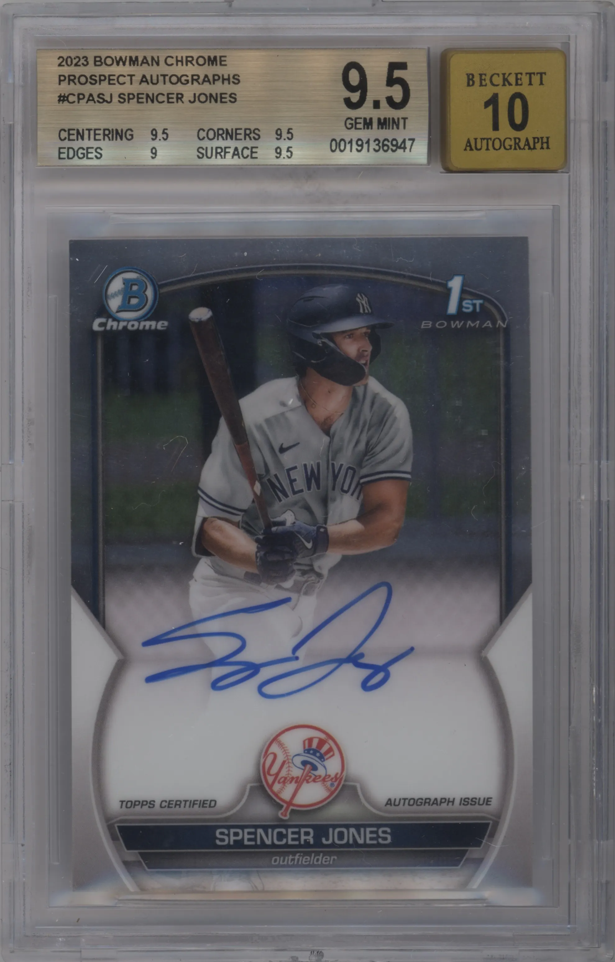 2023 Bowman Chrome Chr.Pros.Auto Spencer Jones BGS 9.5