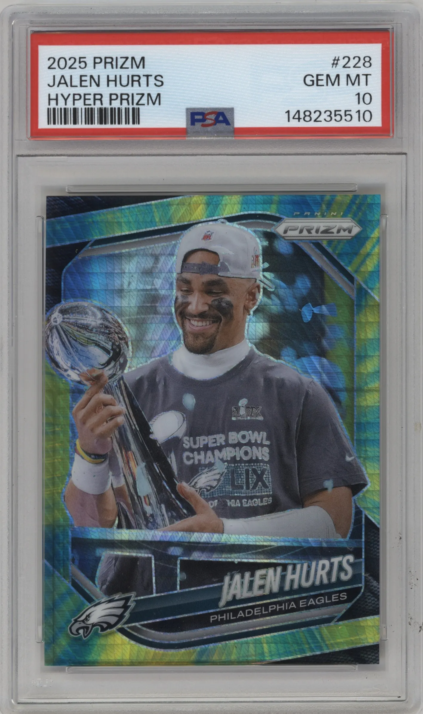 2025 Panini Prizm Jalen Hurts Hyper Prizm PSA 10