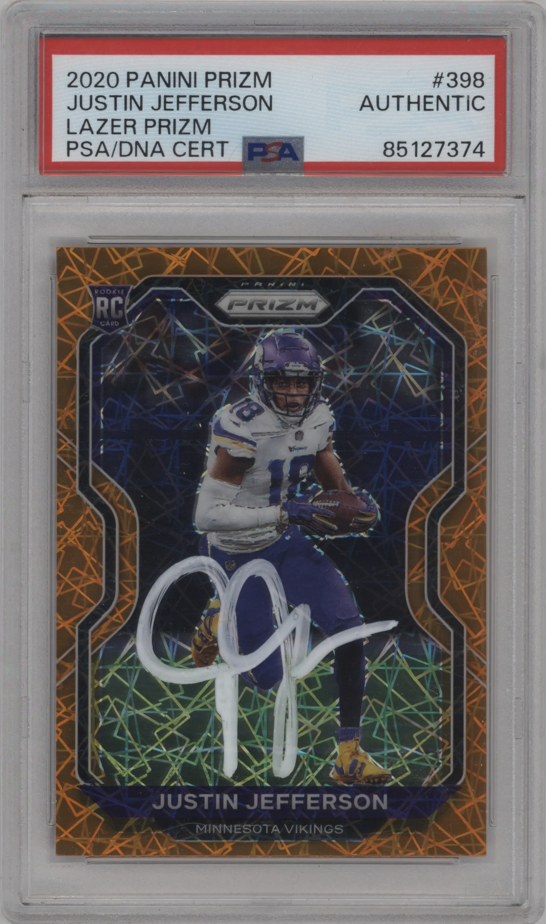 2020 Panini Prizm Justin Jefferson Lazer PSA AUTHENTIC #398 PSA