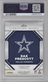 Dak Prescott from the 2022 Panini Donruss set featuring a Purple parallel graded by PSA and given an overall grade of 9.