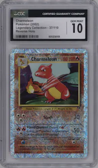 Charmeleon from the 2002 Pokemon  set graded by CSG and given an overall grade of 10.