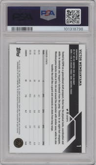 Victor Wembanyama from the 2023-24 Topps Chrome set graded by PSA and given an overall grade of 10.