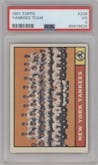 New York Yankees Team from the 1961 Topps set graded by PSA and given an overall grade of 3.