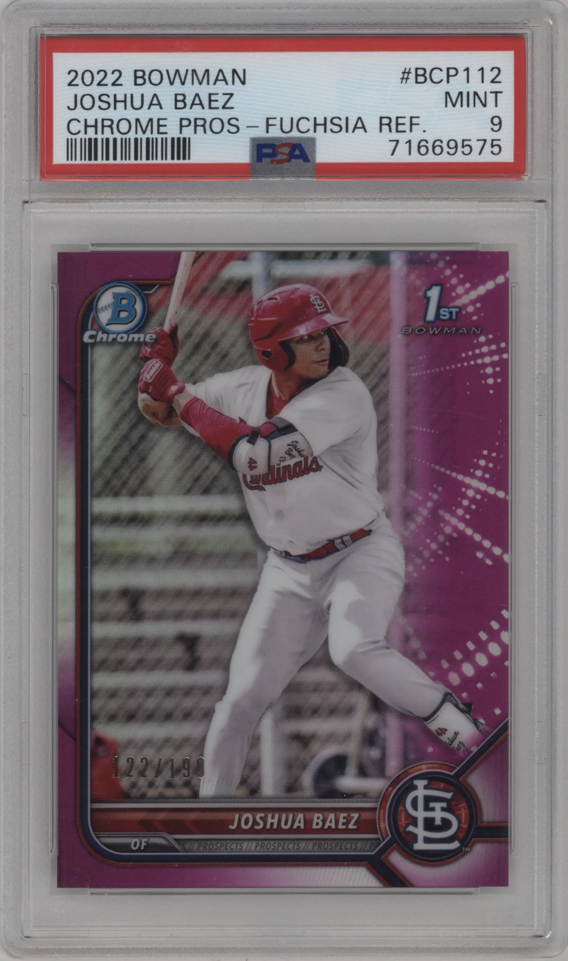 2022 Bowman Chr.Pros. Joshua Baez Fuchsia Refractor #BCP-112 PSA 9