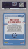 Anthony Richardson from the 2023 Donruss Optic set featuring a Red parallel graded by PSA and given an overall grade of 9.