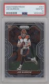 Joe Burrow from the 2020 Panini Prizm set graded by PSA and given an overall grade of 10.