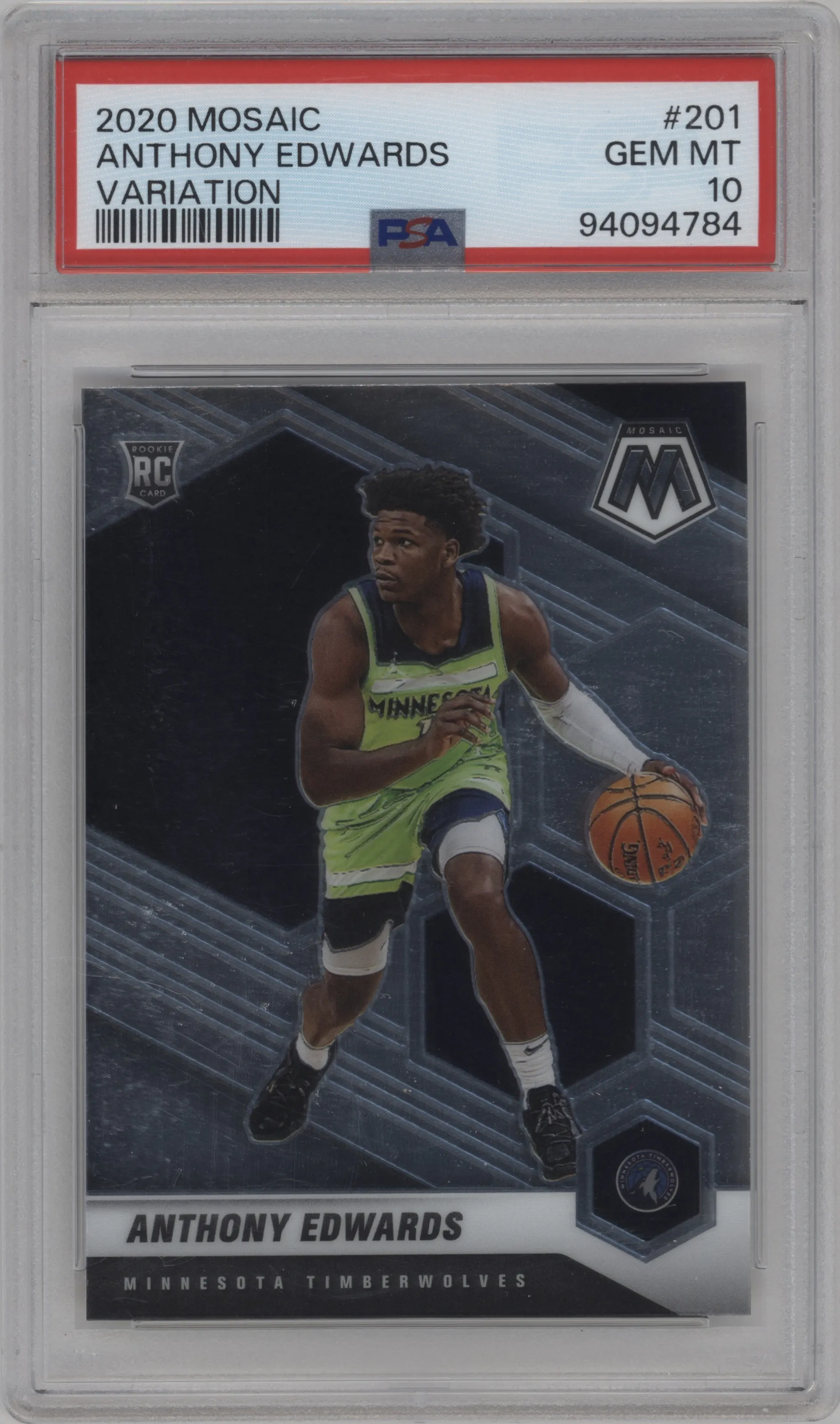 2020 Panini Mosaic Rke.Variation Anthony Edwards PSA 10