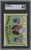 Mike Garman/Cecil Cooper/Carlton Fisk from the 1972 Topps set graded by SGC and given an overall grade of 6.