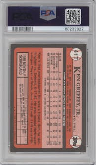 Ken Griffey Jr. from the 1989 Topps Traded set graded by PSA and given an overall grade of 10.