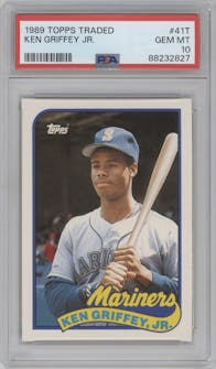 Ken Griffey Jr. from the 1989 Topps Traded set graded by PSA and given an overall grade of 10.