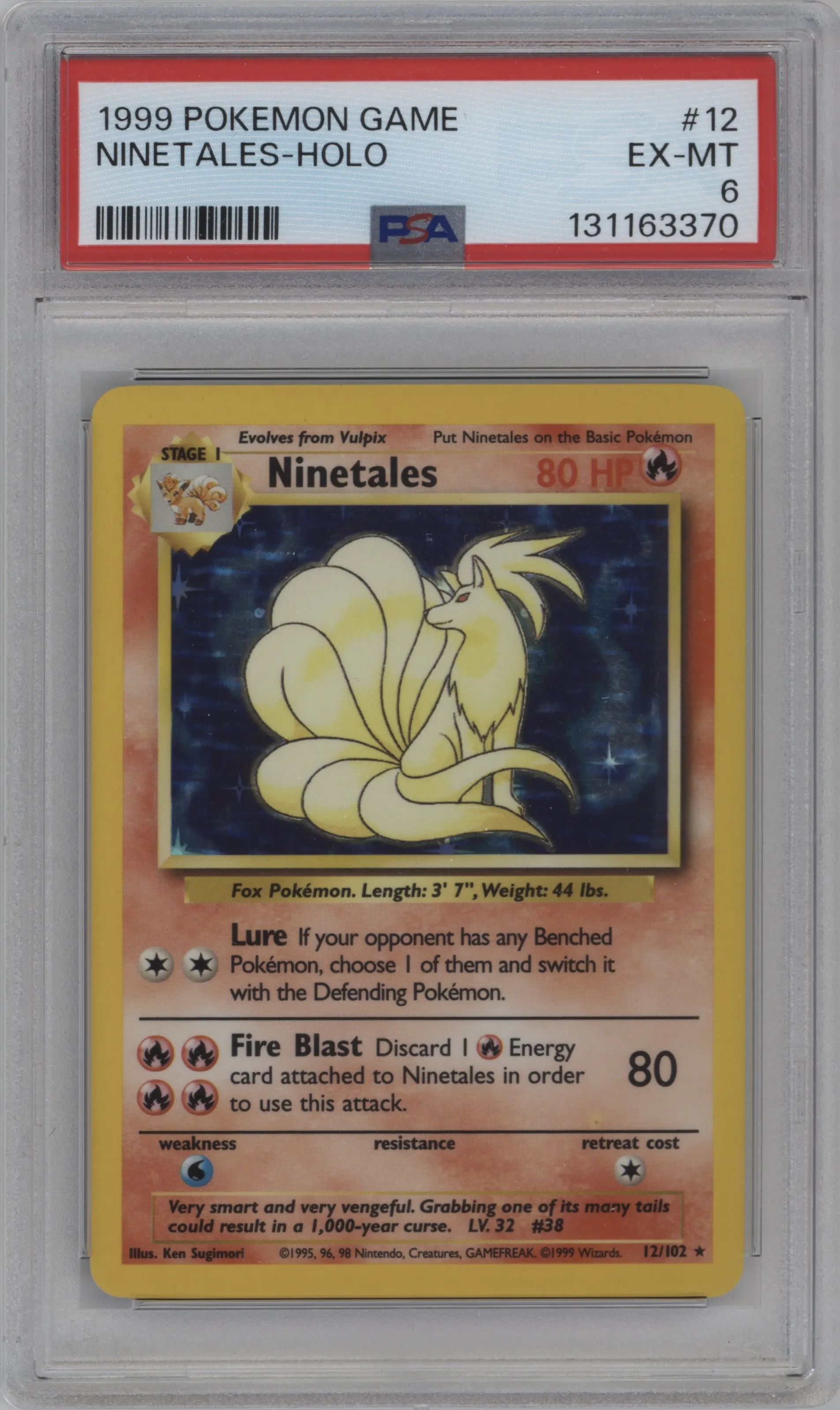 1999 Pokemon Base Set Ninetales #12 PSA 6