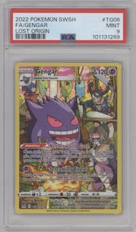 Gengar from the 2022 Pokemon SWSH set graded by PSA and given an overall grade of 9.