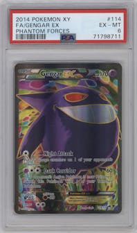 Gengar EX from the 2014 Pokemon XY set graded by PSA and given an overall grade of 6.