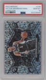 Victor Wembanyama from the 2023-24 Panini Mosaic set featuring a Fast Break Silver parallel graded by PSA and given an overall grade of 10.
