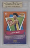 Lonzo Ball from the 2017-18 Panini Revolution set featuring a Galactic parallel graded by Beckett and given an overall grade of 9.5.