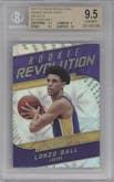 Lonzo Ball from the 2017-18 Panini Revolution set featuring a Galactic parallel graded by Beckett and given an overall grade of 9.5.