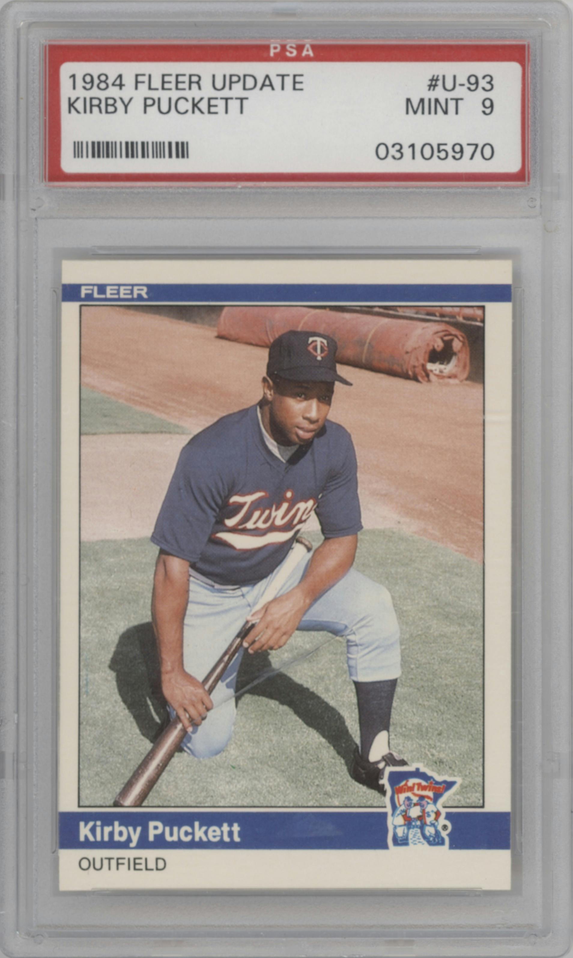 Kirby Puckett from the 1984 Fleer Update set graded by PSA and given an overall grade of 9.