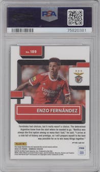 Enzo Fernandez from the 2022-23 Panini Donruss  set featuring a Optic Holo parallel graded by PSA and given an overall grade of 10.