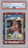 Bo Nix from the 2024 Donruss set featuring a Red Pandora parallel graded by PSA and given an overall grade of 9.