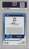 Bo Nix from the 2024 Donruss set featuring a Red Pandora parallel graded by PSA and given an overall grade of 9.