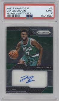 Jaylen Brown from the 2016-17 Panini Prizm  set graded by PSA and given an overall grade of 9.