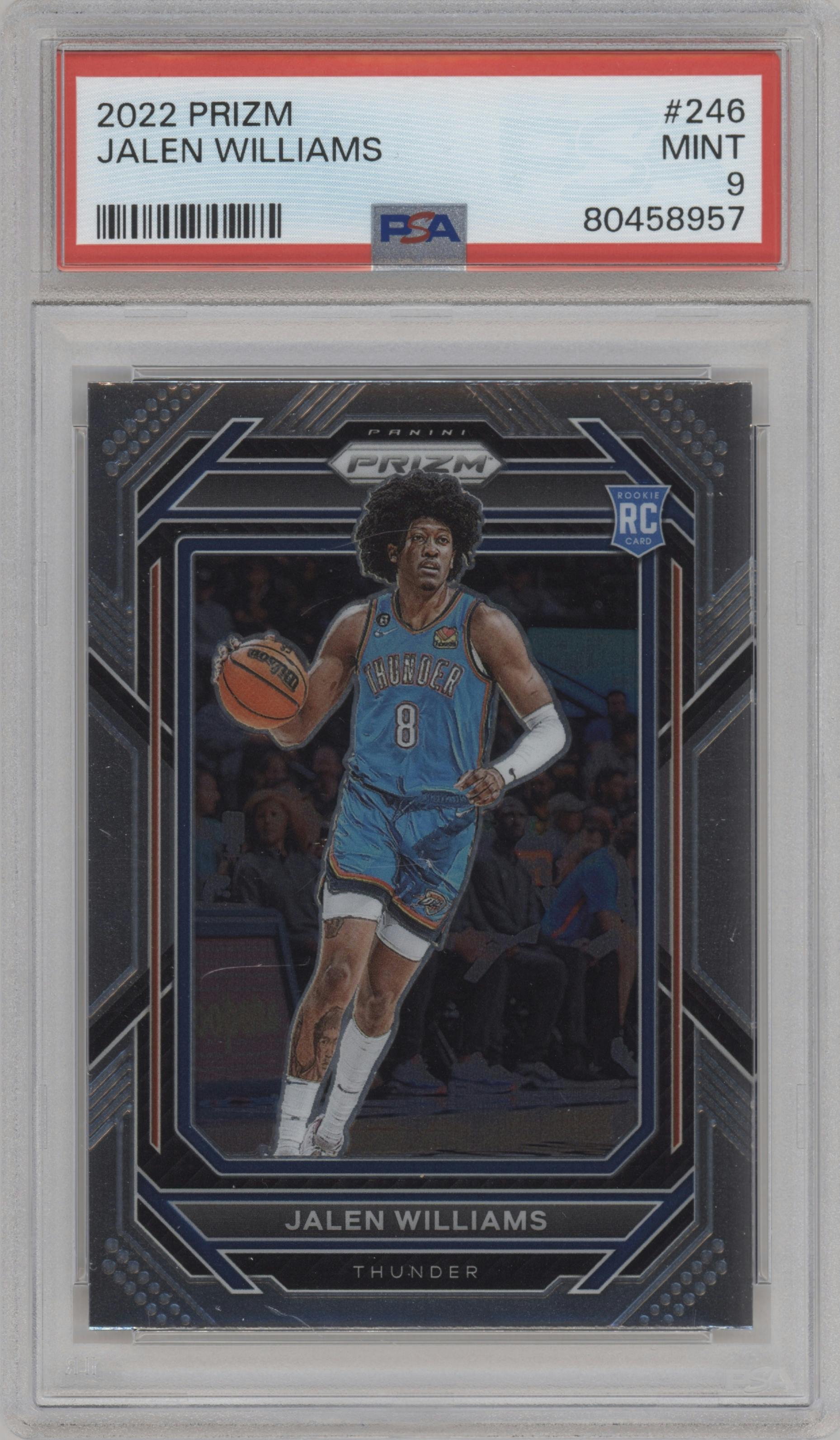 Jalen Williams from the 2022-23 Panini Prizm  set graded by PSA and given an overall grade of 9.