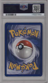 Rayquaza from the 2005 Pokemon EX set graded by PSA and given an overall grade of 10.
