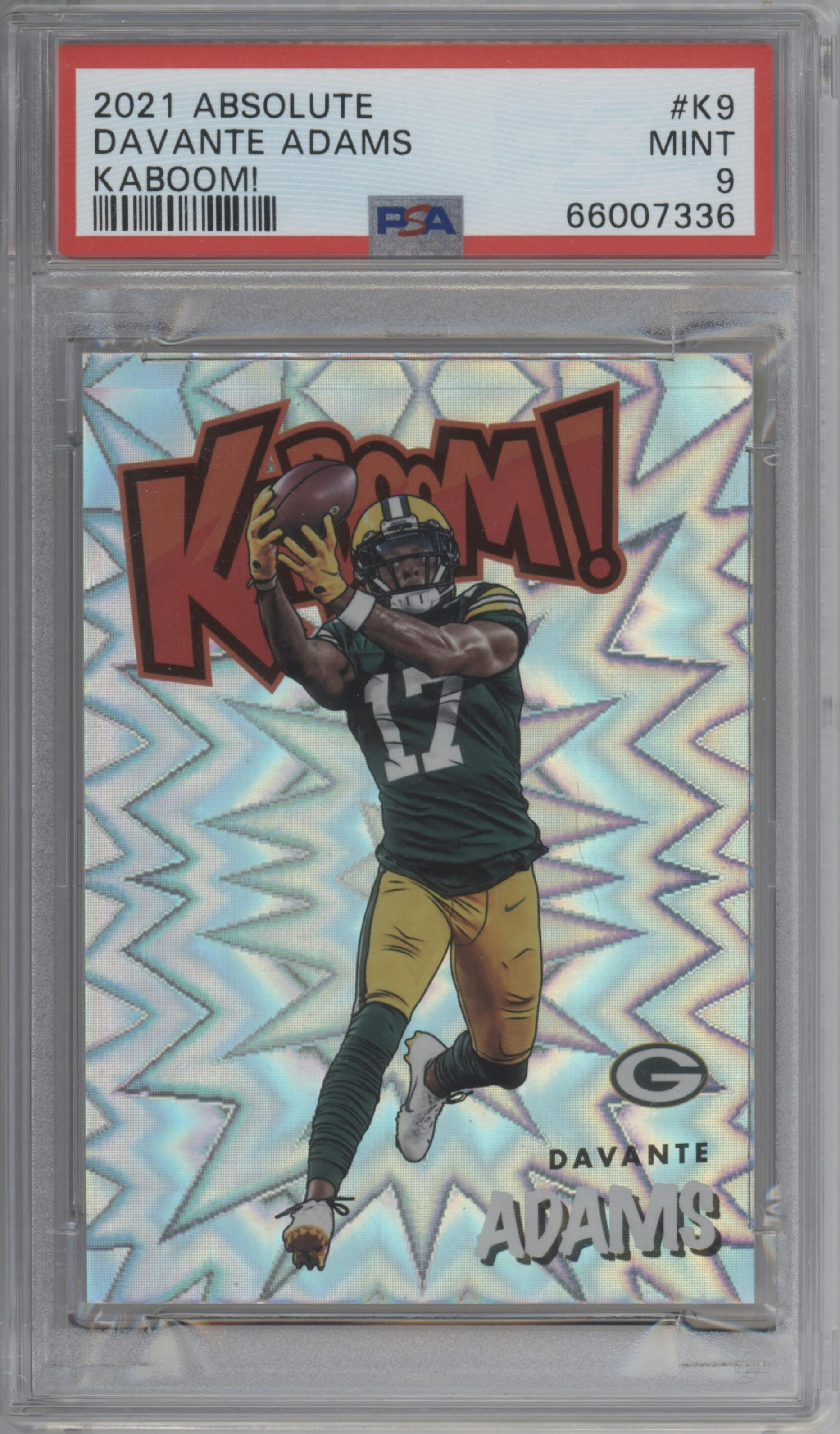 Davante Adams from the 2021 Panini Absolute set graded by PSA and given an overall grade of 9.