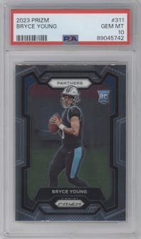 Bryce Young from the 2023 Panini Prizm set graded by PSA and given an overall grade of 10.