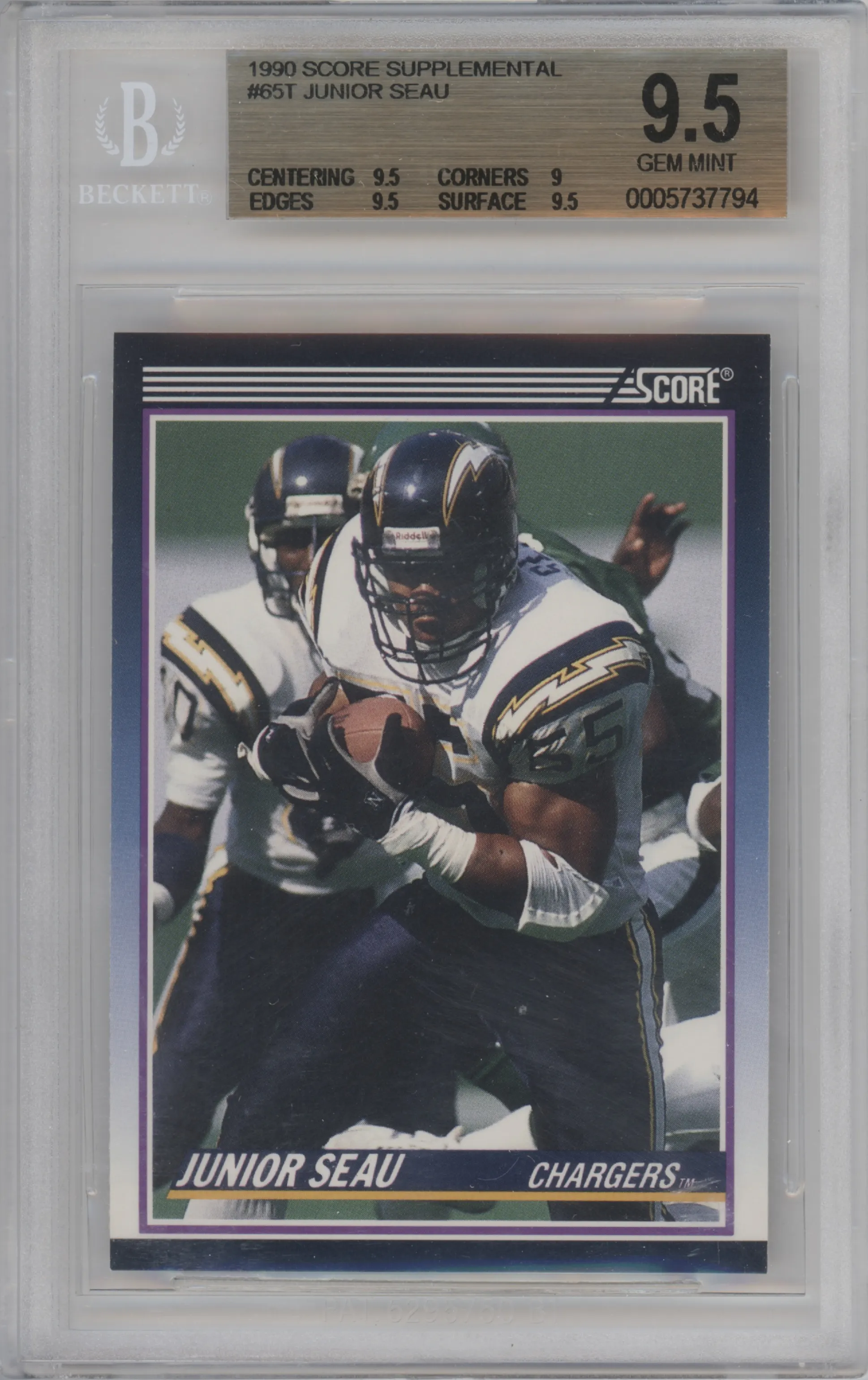 1990 Score Supplemental Junior Seau BGS 9.5