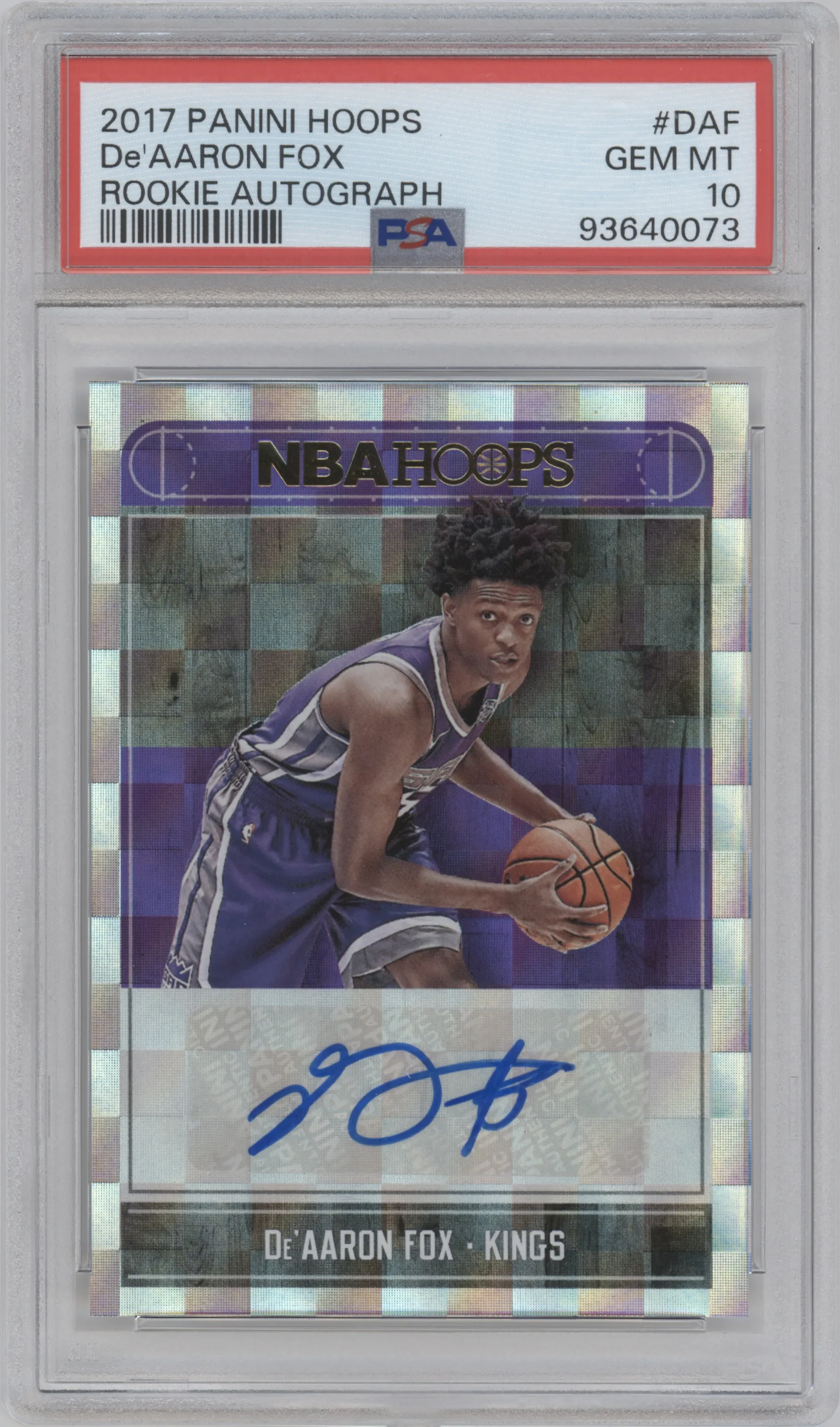 2017 Panini NBA Hoops Rke.Auto De'Aaron Fox PSA 10