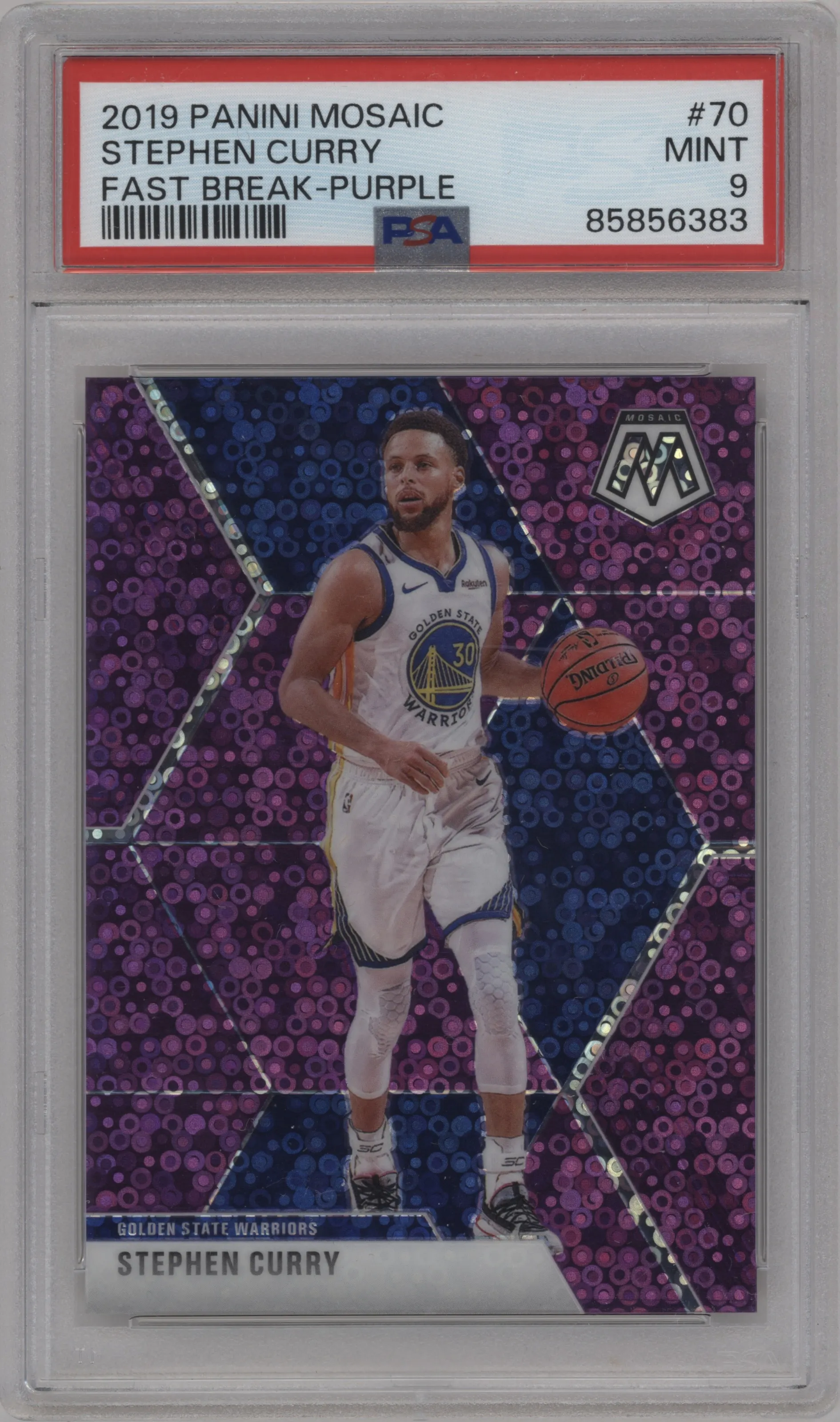 2019 Panini Mosaic Stephen Curry Fast Break Purple PSA 9