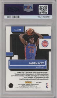 Jaden Ivey from the 2022-23 Panini Donruss Optic  set featuring a Choice parallel graded by PSA and given an overall grade of 10.